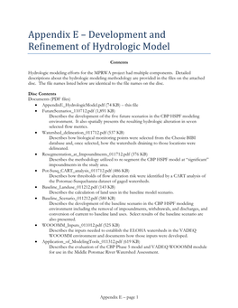 Appendix E – Development and Refinement of Hydrologic Model