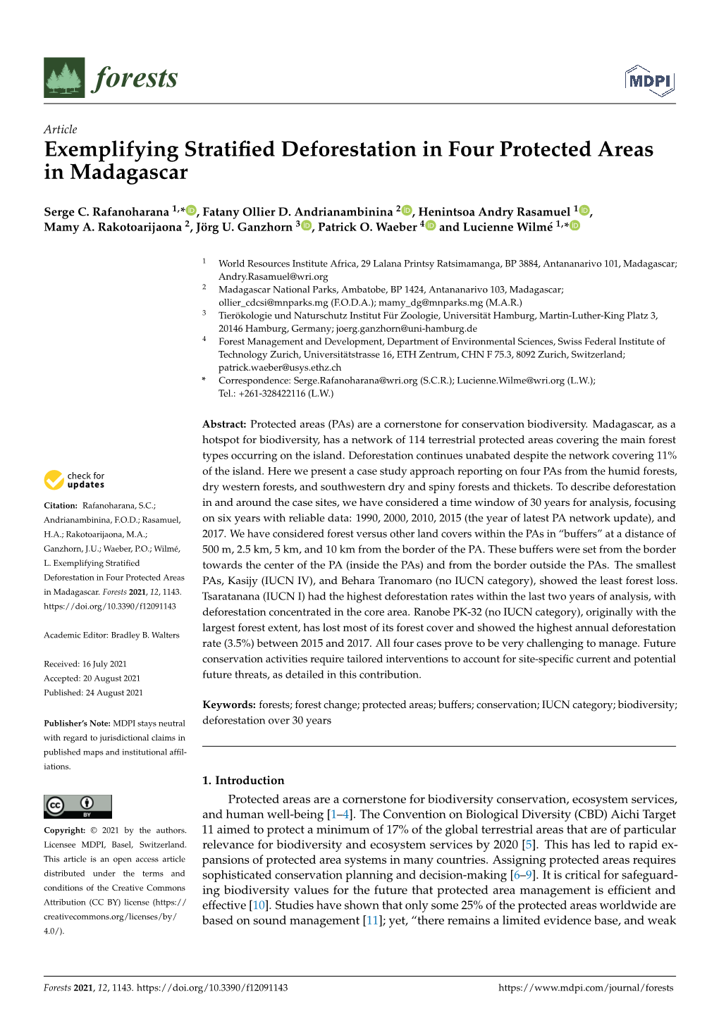 Exemplifying Stratified Deforestation in Four Protected Areas In