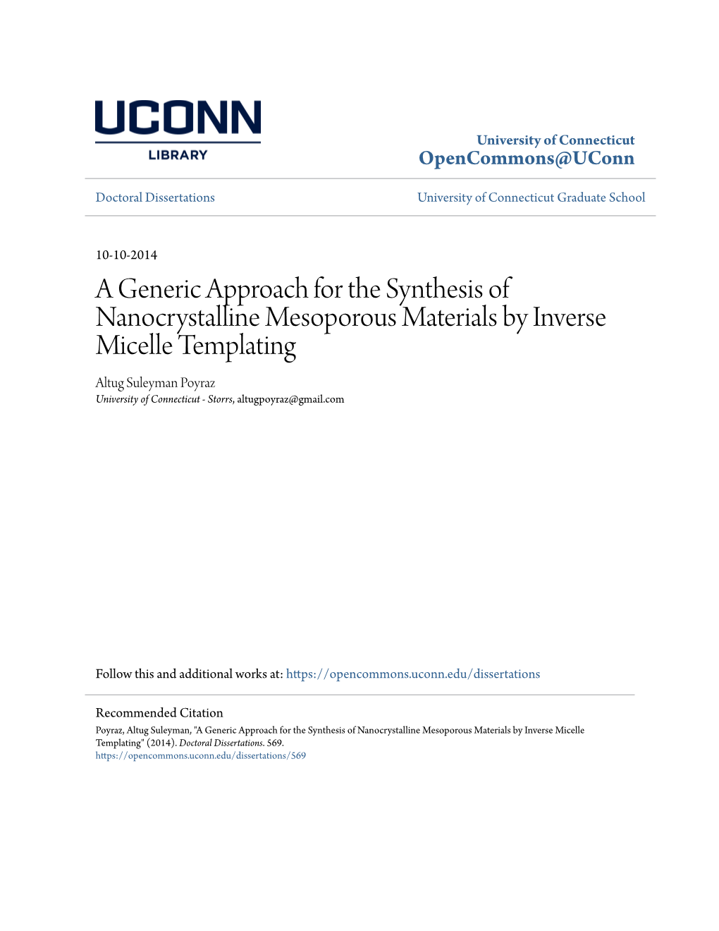 A Generic Approach for the Synthesis of Nanocrystalline Mesoporous