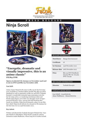 Ninja Scroll Press Release.Indd