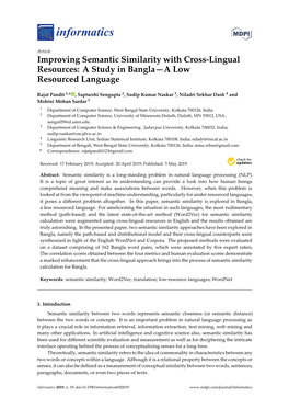 Improving Semantic Similarity with Cross-Lingual Resources: a Study in Bangla—A Low Resourced Language