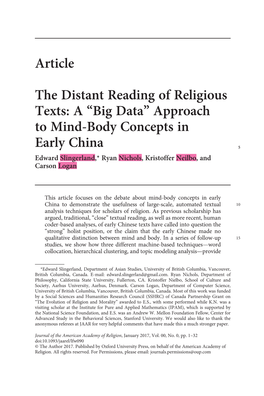 The Distant Reading of Religious Texts: a “Big Data” Approach to Mind-Body Concepts In