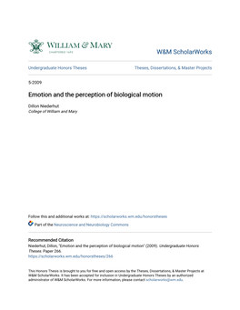 Emotion and the Perception of Biological Motion