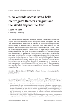 Dante's Eclogues and the World Beyond the Text
