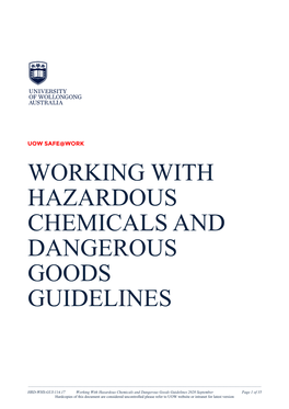 Working with Hazardous Chemicals and Dangerous Goods Guidelines