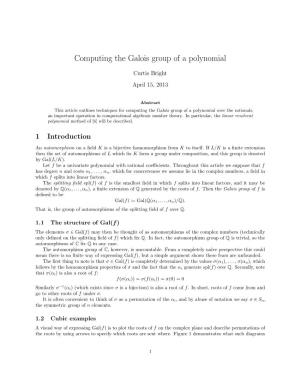 Computing the Galois Group of a Polynomial