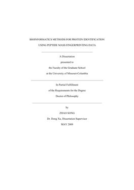 Bioinformatics Methods for Protein Identification