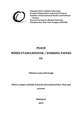Peach Műhelytanulmányok / Working Papers 26