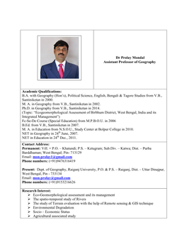 Dr Prolay Mondal Assistant Professor of Geography