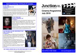 Cinema Programme July 2018