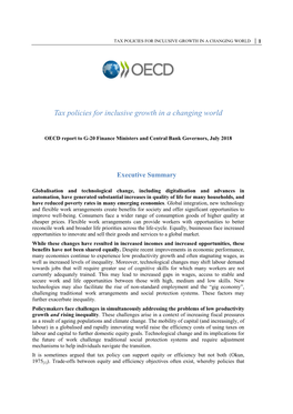 Tax Policies for Inclusive Growth in a Changing World │ 1