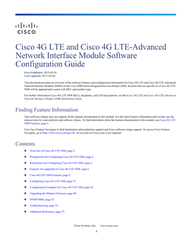Cisco 4G LTE and Cisco 4G LTE-Advanced Network Interface Module Software Configuration Guide