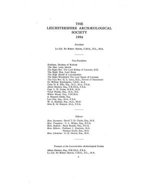 THE LEICESTERSHIRE Archleological SOCIETY 1954