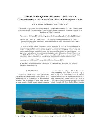 Norfolk Island Quarantine Survey 2012-2014 – a Comprehensive Assessment of an Isolated Subtropical Island