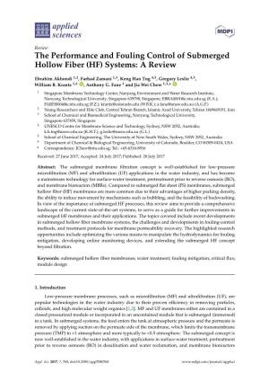 The Performance and Fouling Control of Submerged Hollow Fiber (HF) Systems: a Review