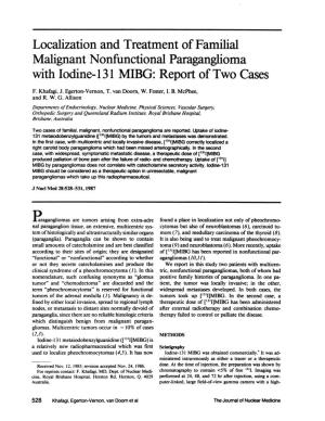 Localization and Treatment of Familial Malignant Nonfunctional Paraganglioma with Iodine-131 MIBG: Report of Two Cases
