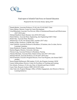 Final Report of ∆Gened Task Force on General Education