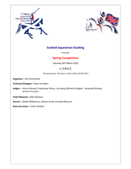 Scottish Equestrian Vaulting Spring Competition at S.N.E.C
