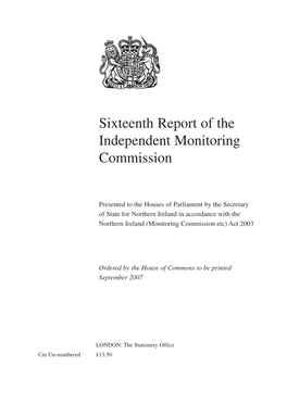 Sixteenth Report of the Independent Monitoring Commission
