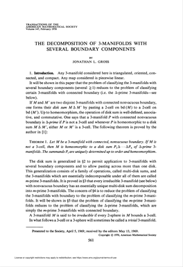 The Decomposition of 3-Manifolds with Several Boundary Components