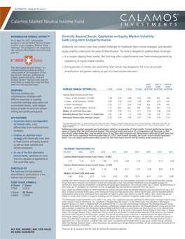 Calamos Market Neutral Income Fund Fact Sheet 6/30/21
