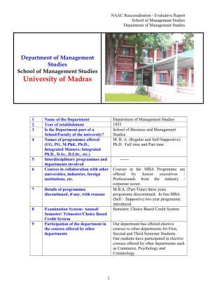 Department of Management Studies