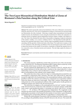 The Two-Layer Hierarchical Distribution Model of Zeros of Riemann’S Zeta Function Along the Critical Line