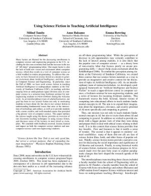 Using Science Fiction in Teaching Artificial Intelligence