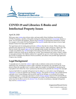 COVID-19 and Libraries: E-Books and Intellectual Property Issues