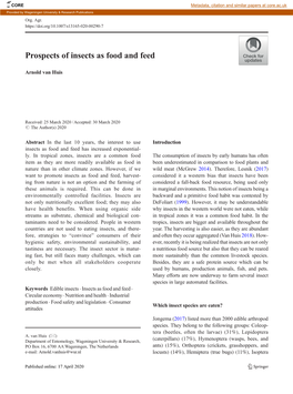 Prospects of Insects As Food and Feed