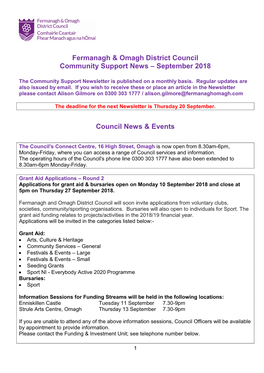 September 2018 Council News & Events