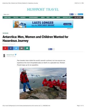 Antarctica: Men, Women and Children Wanted for Hazardous Journey 5/24/16, 5:11 PM