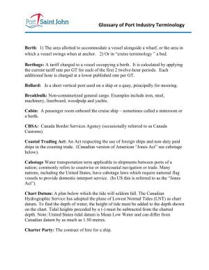 Glossary of Port Industry Terminology