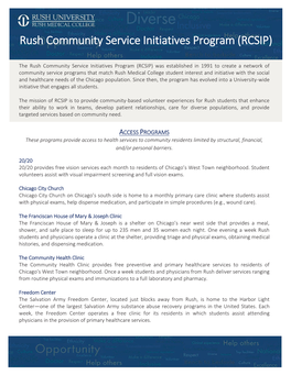 Rush Community Service Initiatives Program (RCSIP)