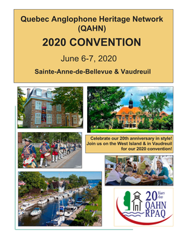 2020 CONVENTION June 6-7, 2020 Sainte-Anne-De-Bellevue & Vaudreuil