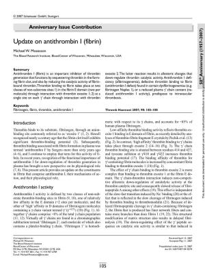 Update on Antithrombin I (Fibrin)