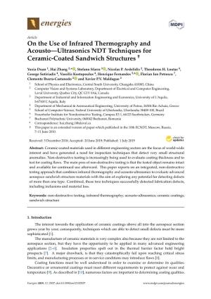 On the Use of Infrared Thermography and Acousto—Ultrasonics NDT Techniques for † Ceramic-Coated Sandwich Structures