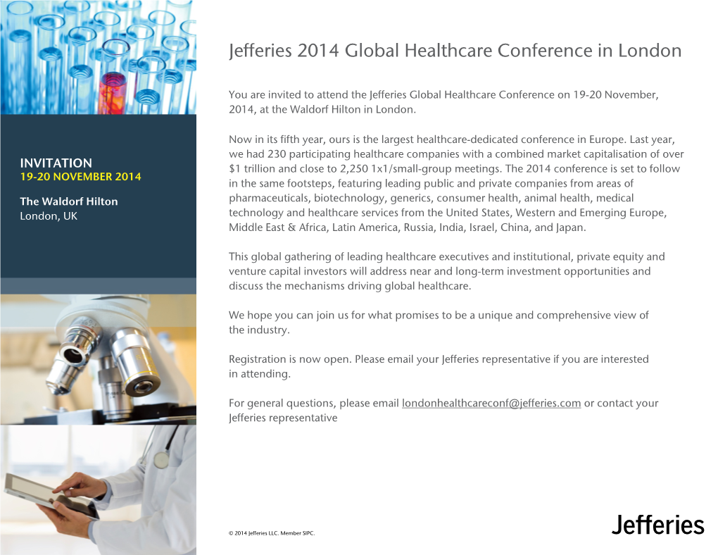 Jefferies 2014 Global Healthcare Conference in London