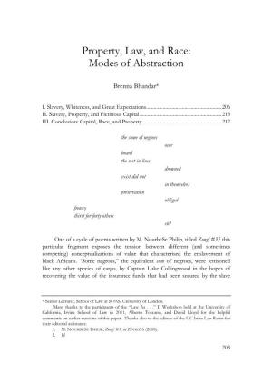 Property, Law, and Race: Modes of Abstraction