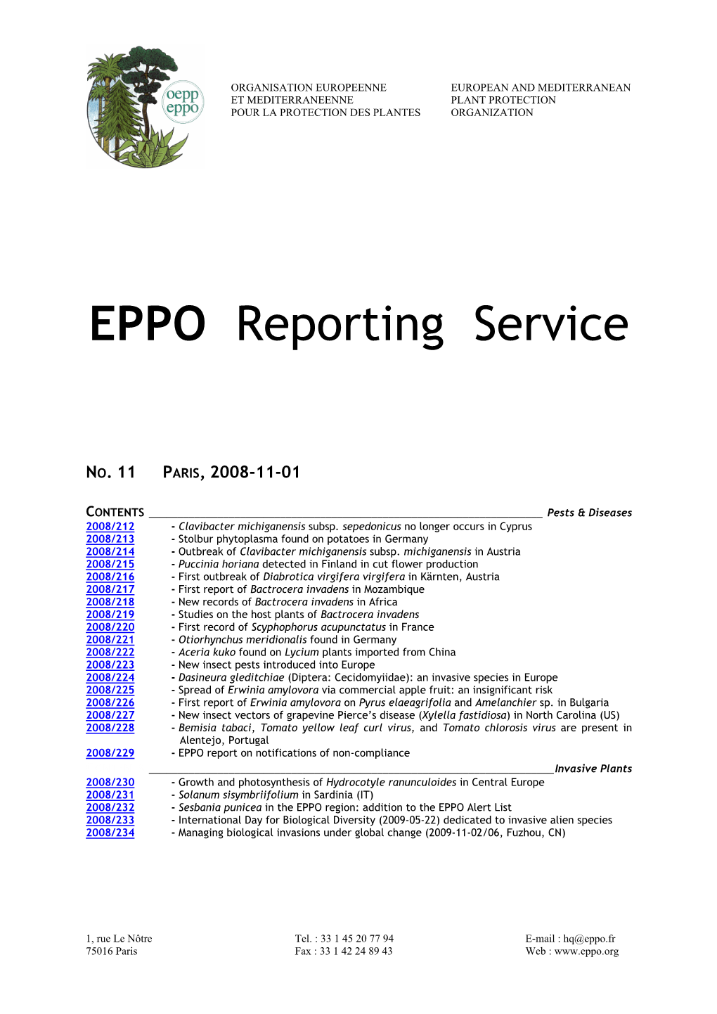 EPPO Reporting Service