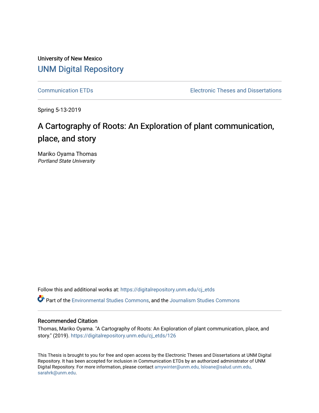 A Cartography of Roots: an Exploration of Plant Communication, Place, and Story