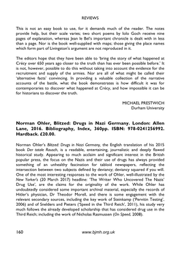 160 Norman Ohler, Blitzed: Drugs in Nazi Germany. London: Allen Lane