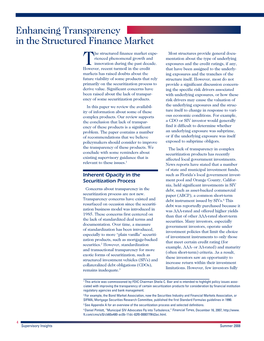 Enhancing Transparency in the Structured Finance Market