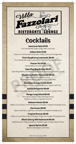 Cocktail List