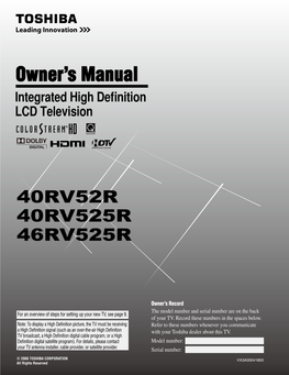 Toshiba 40RV525R Manual
