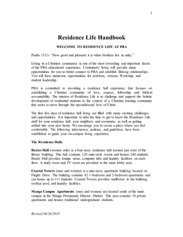 Residence Life Handbook