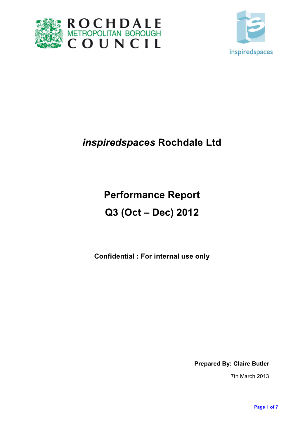 Inspiredspaces Rochdale Ltd Performance Report Q3 (Oct – Dec