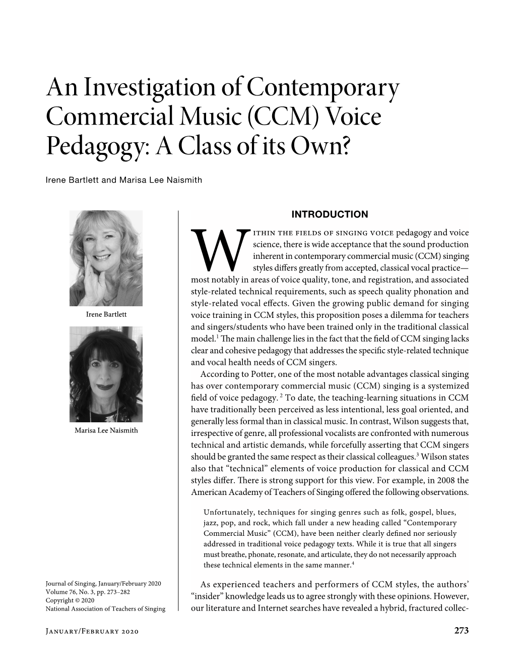 An Investigation of CCM Voice Pedagogy: a Class of Its Own?