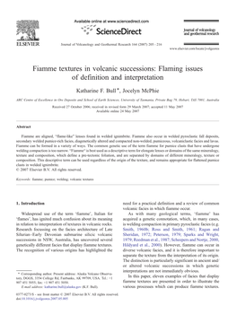 Fiamme Textures in Volcanic Successions: Flaming Issues of Definition and Interpretation ⁎ Katharine F