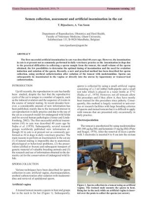 Semen Collection, Assessment and Artificial Insemination in the Cat